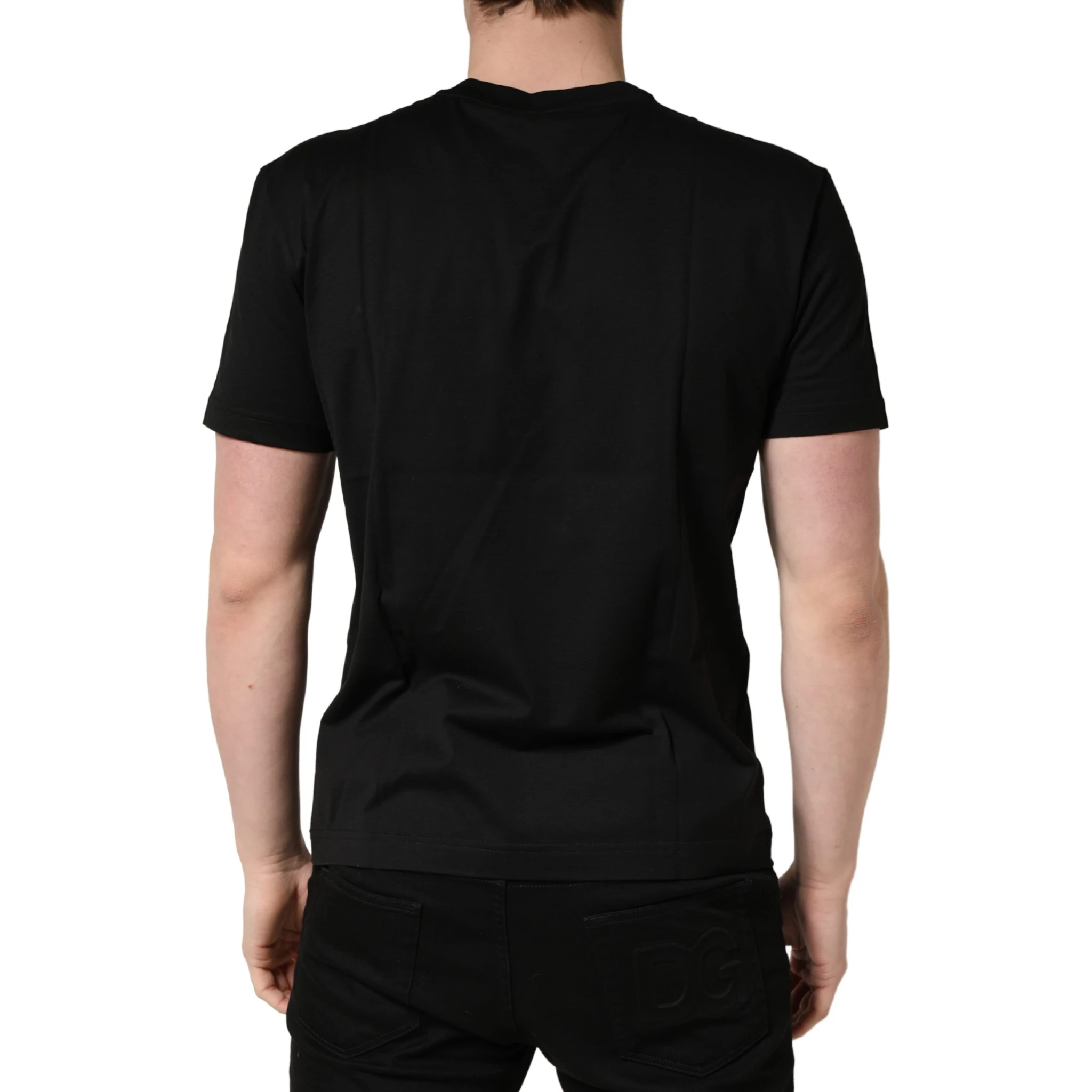 Black Logo DG Print Cotton Crew Neck T-shirt