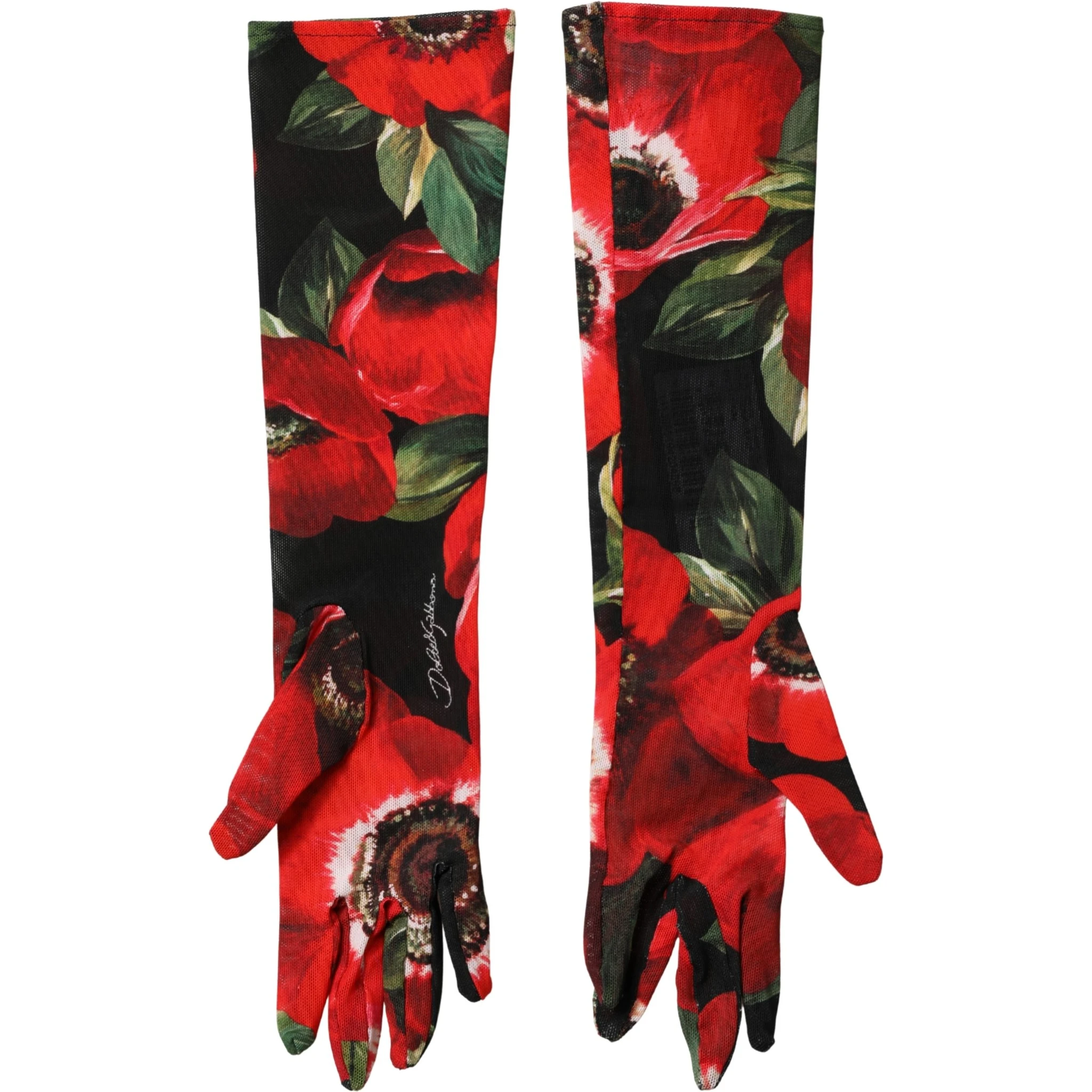 Multicolor Floral Print Elbow Length Women Gloves