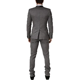 Gray Wool Single Breasted 1 Button 3PC Suit