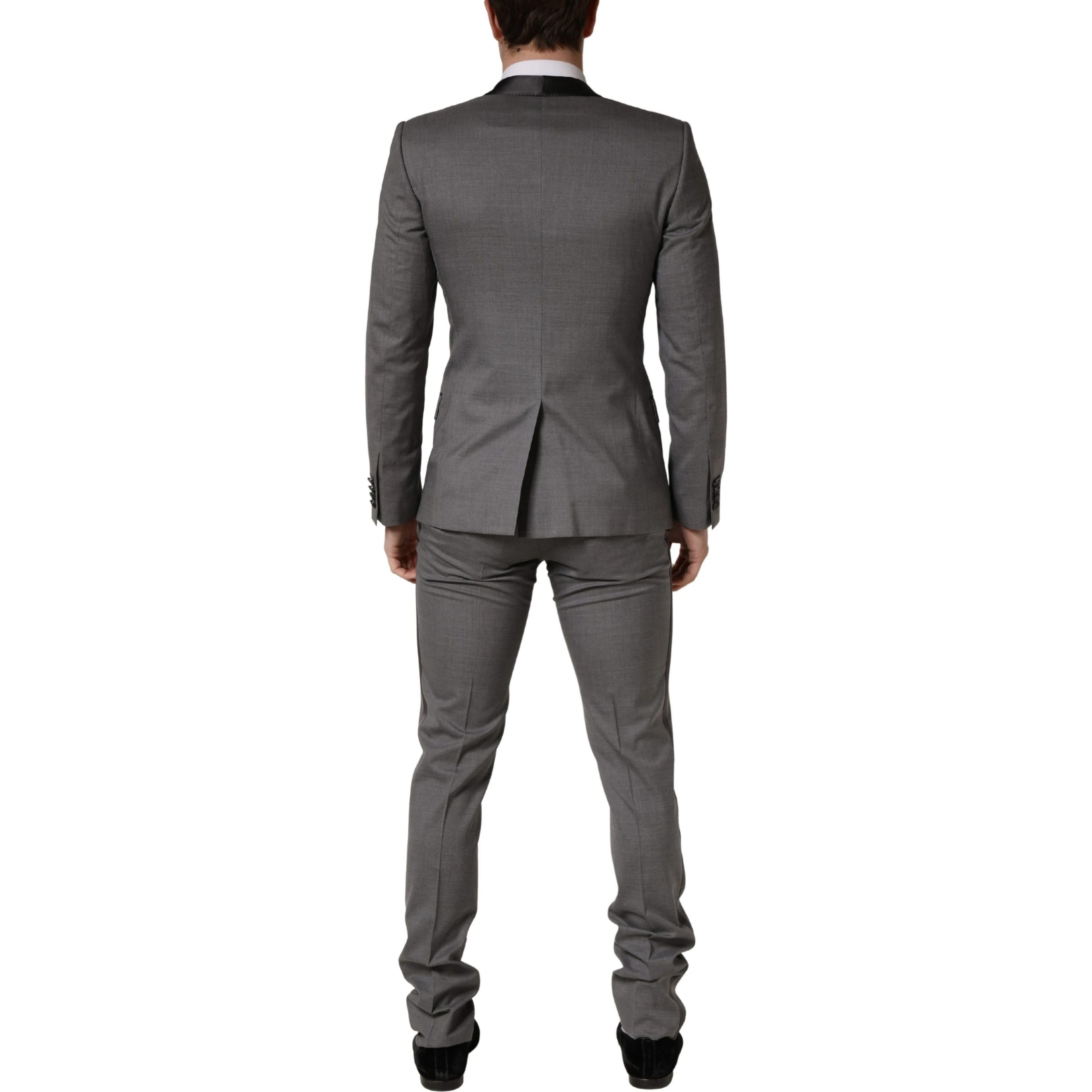 Gray Wool Single Breasted 1 Button 3PC Suit