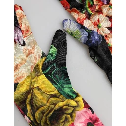 Multicolor Floral Print Elbow Length Women Gloves
