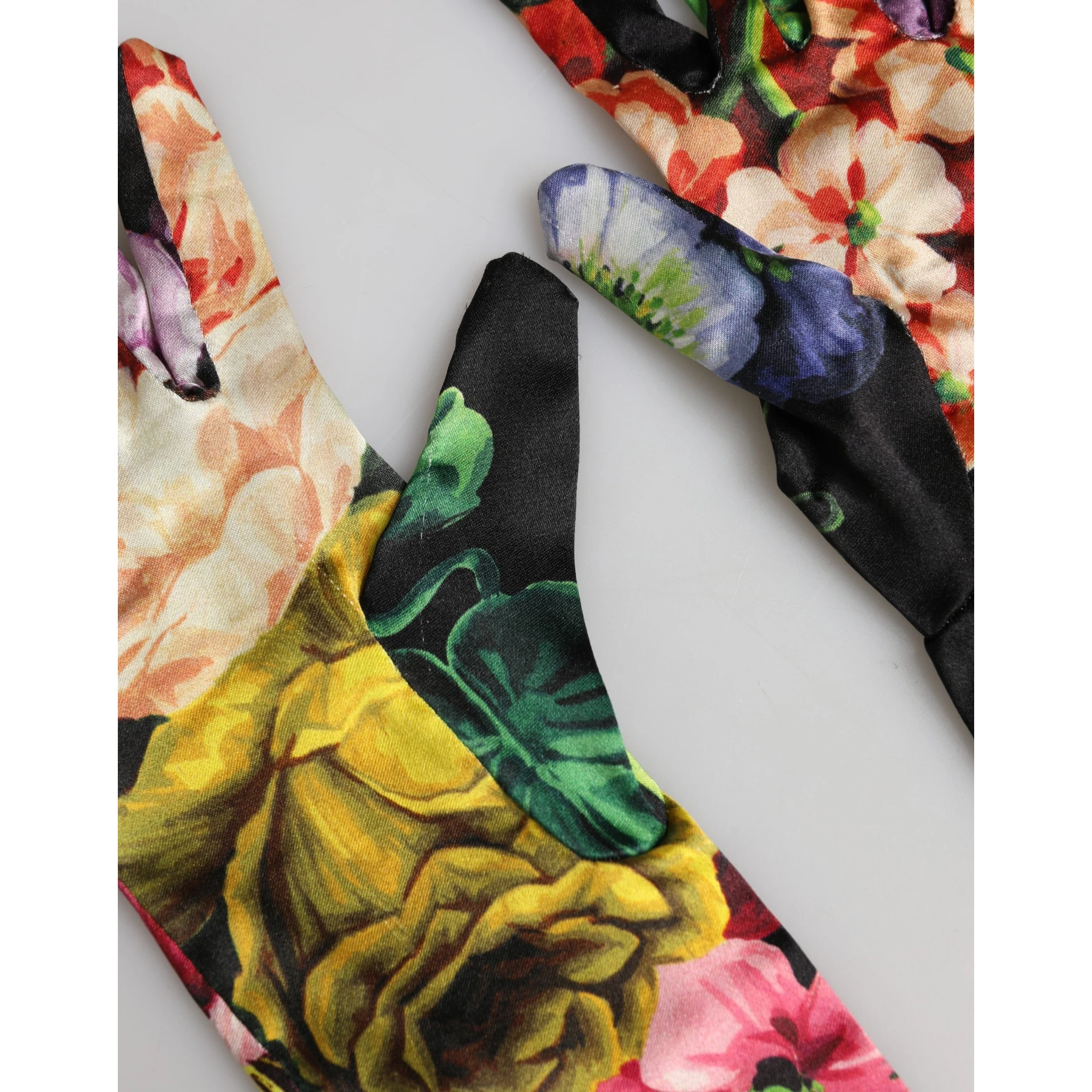 Multicolor Floral Print Elbow Length Women Gloves