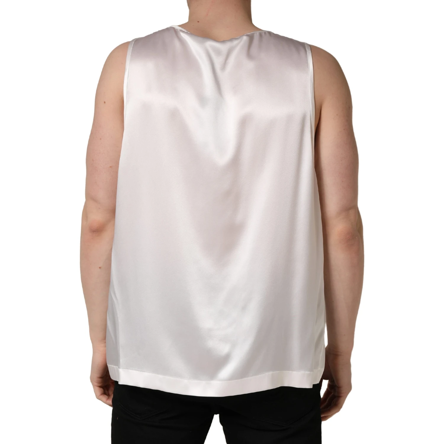 White Satin Polyester SleevelessTank T-shirt
