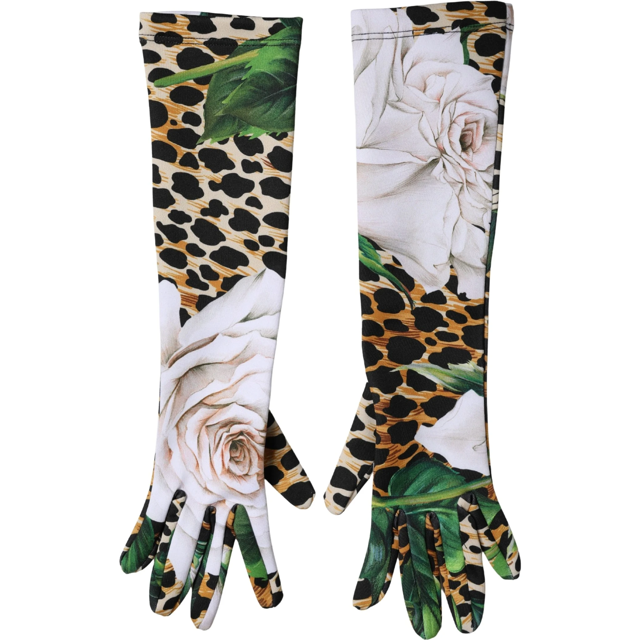 Multicolor Floral Leopard Elbow Length Women Gloves