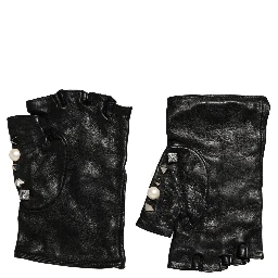 Black Pearl Embellished Wrist Length Gloves