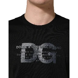 Black Logo DG Print Cotton Crew Neck T-shirt