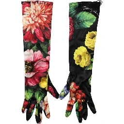Multicolor Floral Print Elbow Length Women Gloves