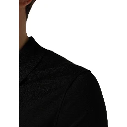 Black Wool Short Sleeves Men Polo  T-shirt