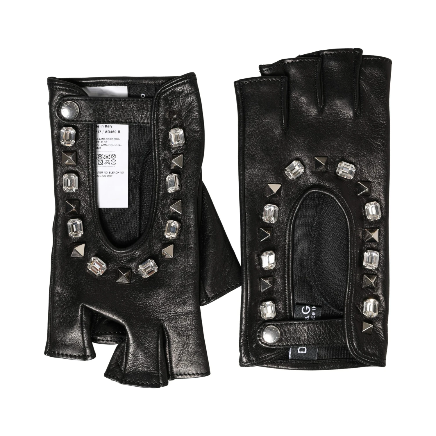 Women Black Embellished Wrist Length Mitten Gloves