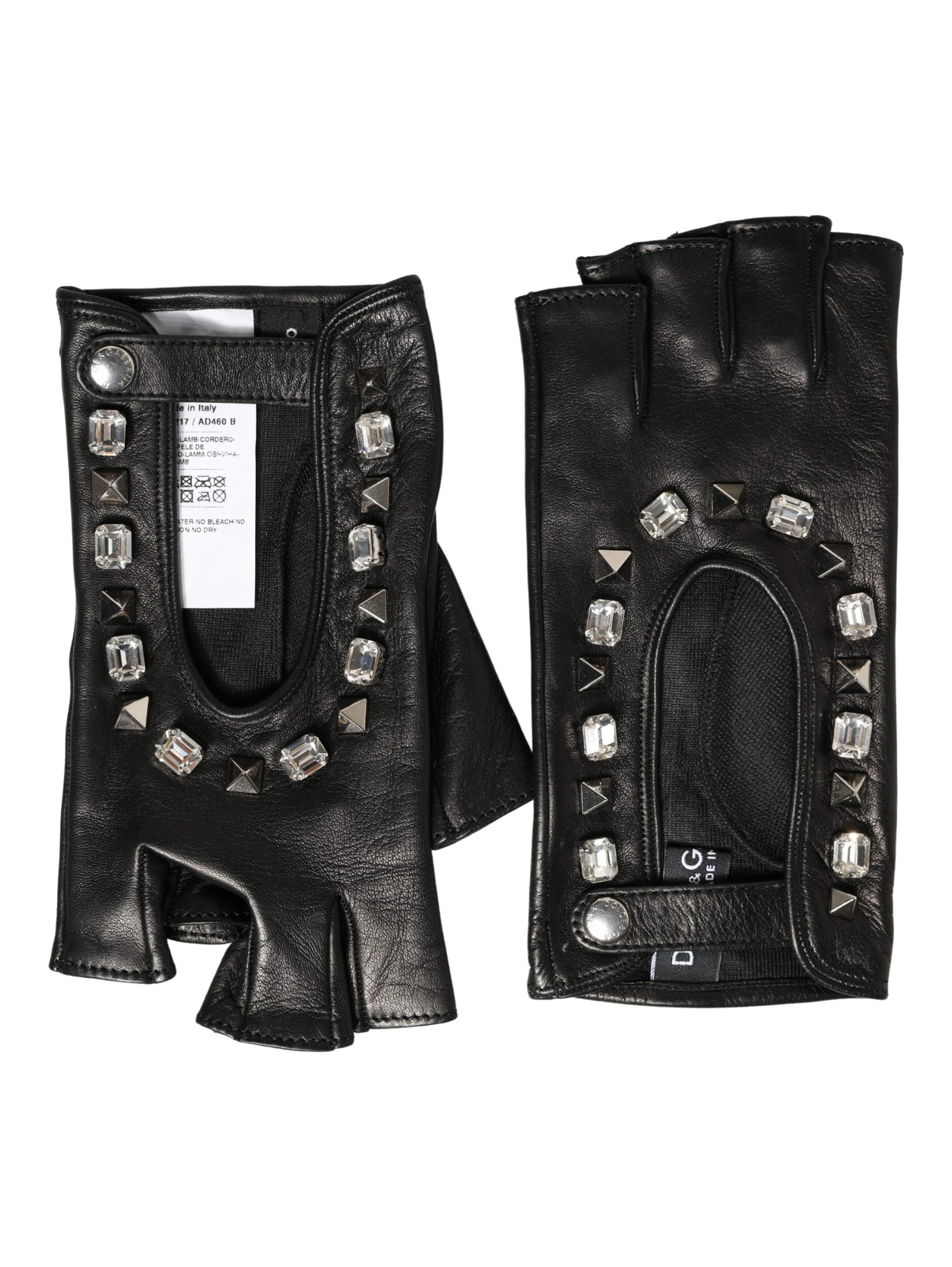 Women Black Embellished Wrist Length Mitten Gloves