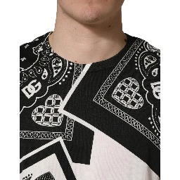 Black White Bandana Cotton Crew Neck  T-shirt