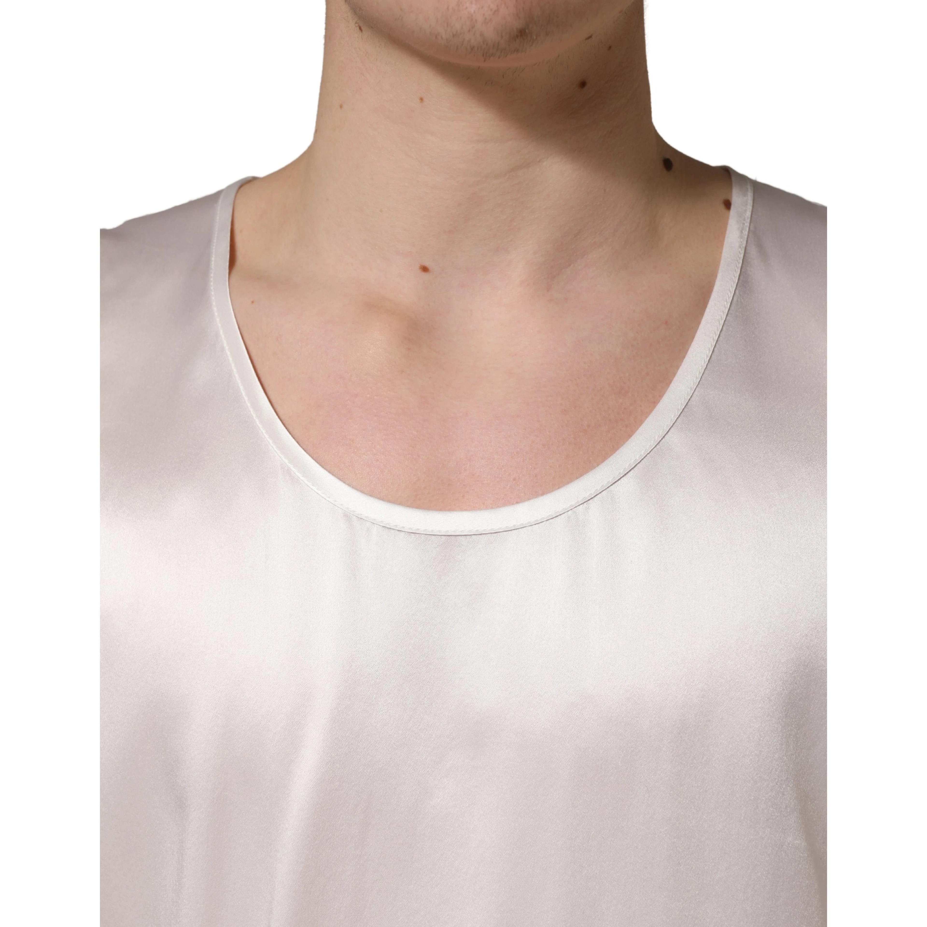 White Satin Polyester SleevelessTank T-shirt