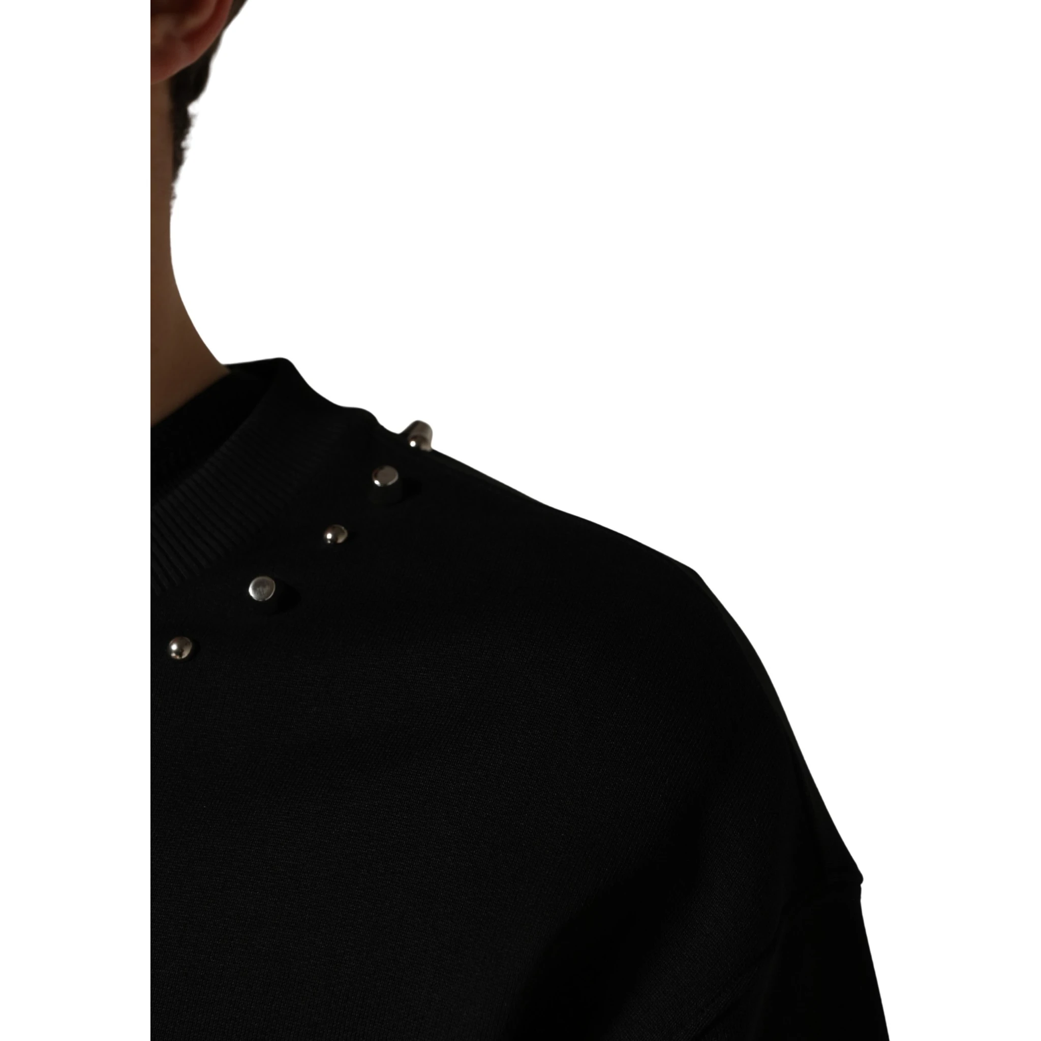 Black Embellished Cotton Sweatshirt Sweater