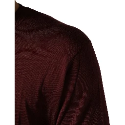 Maroon Silk Men Crew Neck Pullover Sweater