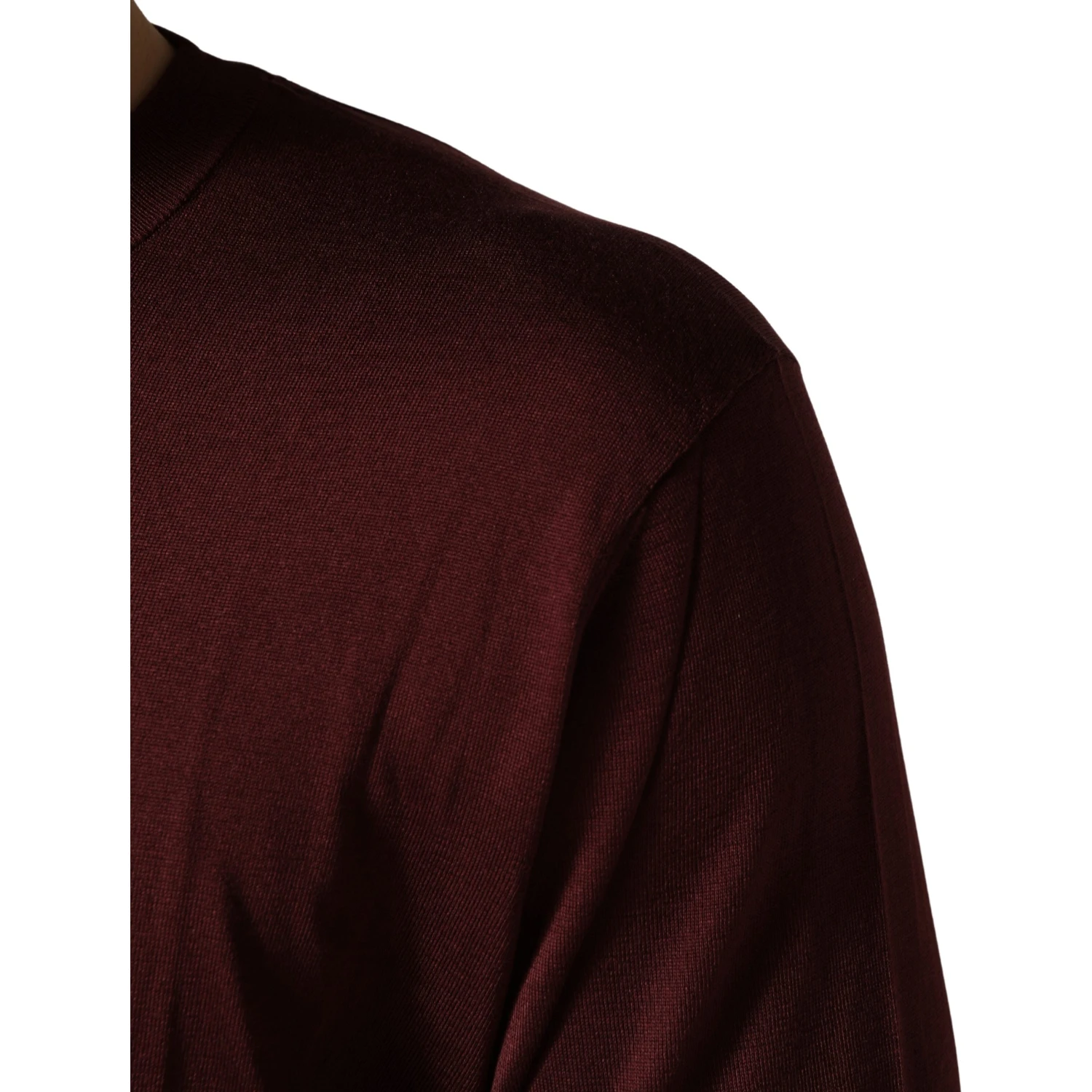 Maroon Silk Men Crew Neck Pullover Sweater