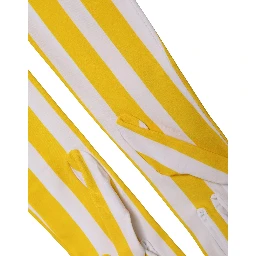 Yellow White Stripes Nylon Elbow Length Women Gloves