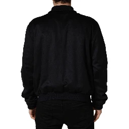 Black Cashmere Knitted Button Down Jacket