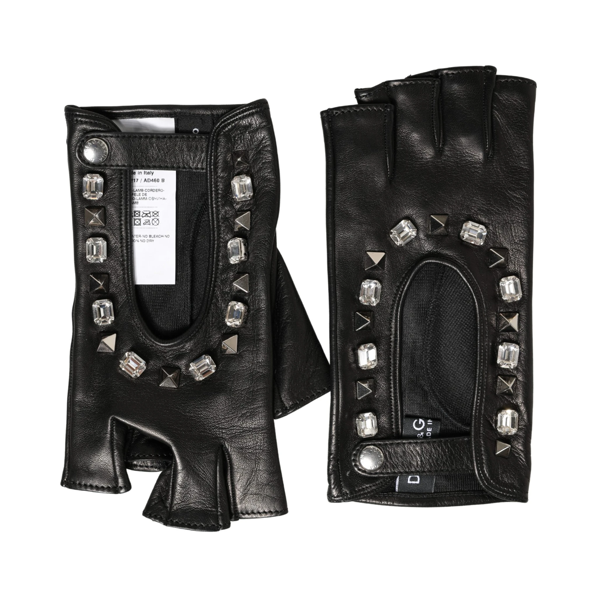 Women Black Embellished Wrist Length Mitten Gloves