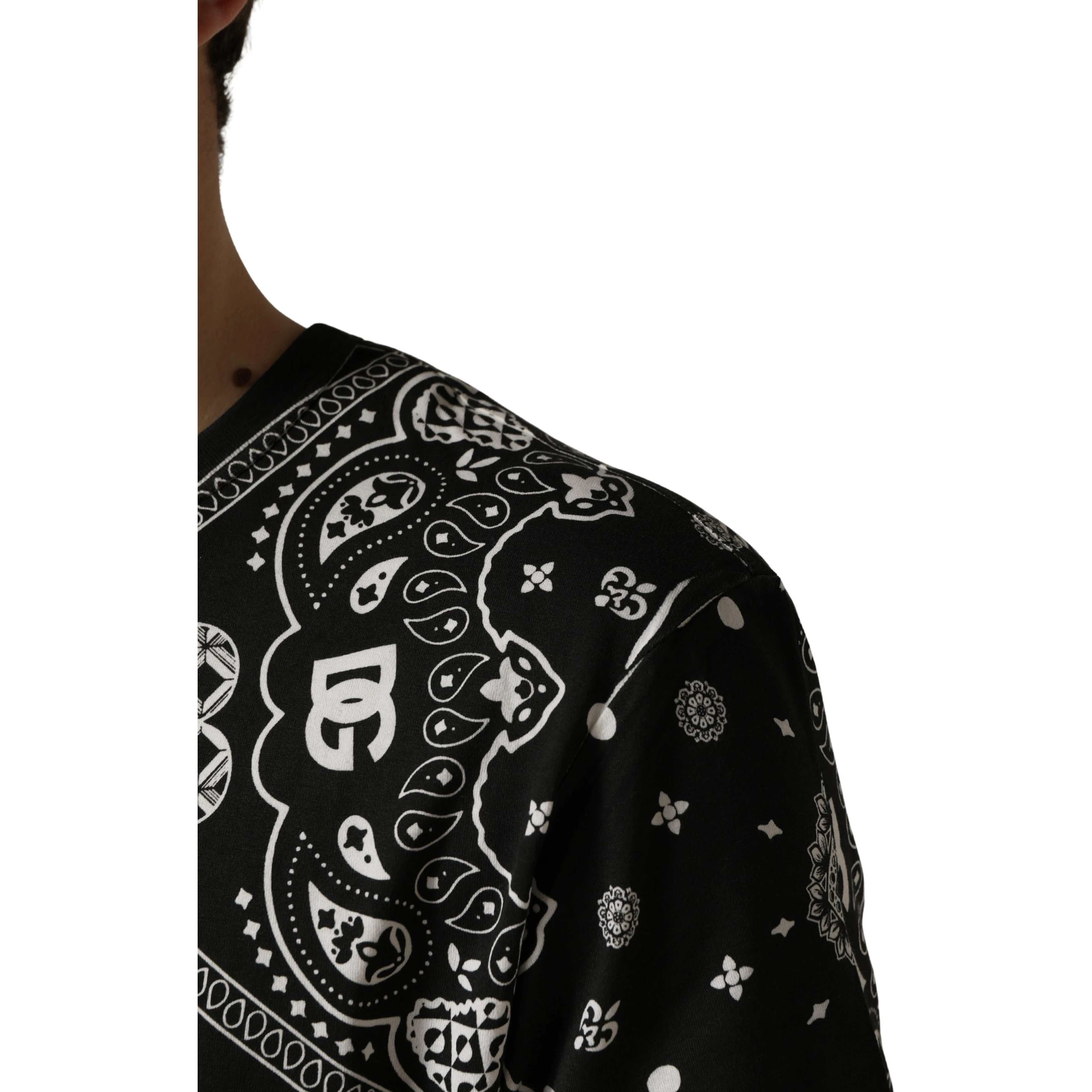 Black White Bandana Cotton Crew Neck  T-shirt