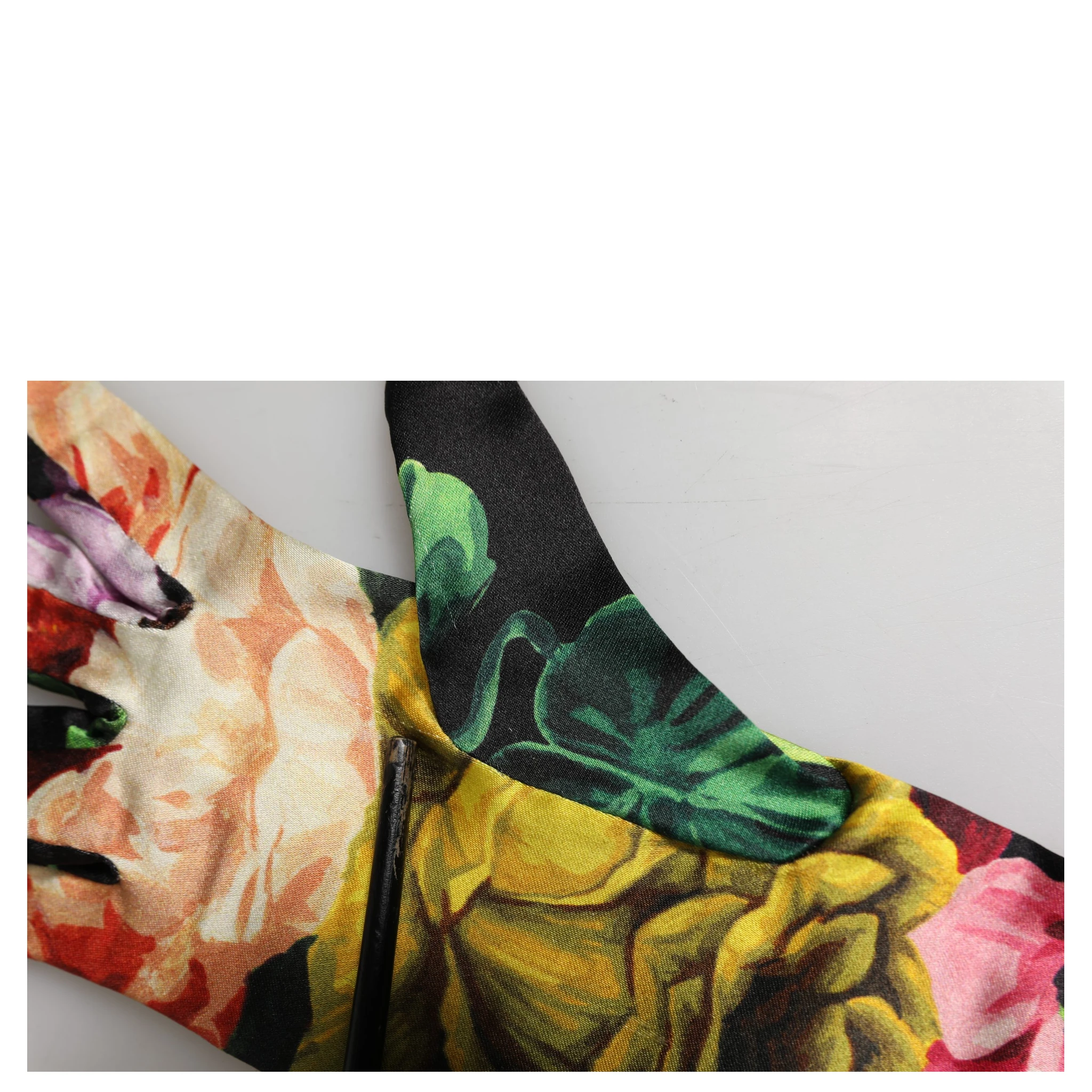 Multicolor Floral Print Elbow Length Women Gloves