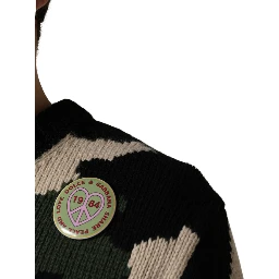 Multicolor Intarsia-Knit Camouflage Pullover Sweater