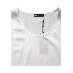 White Satin Polyester SleevelessTank T-shirt