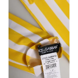 Yellow White Stripes Nylon Elbow Length Women Gloves