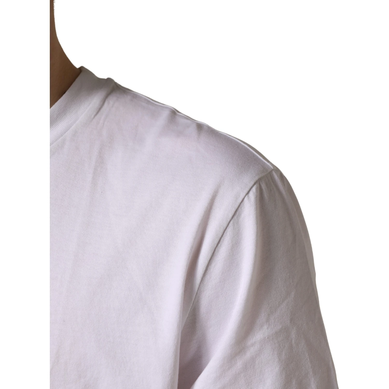 White Barcode Cotton Crew Neck Men T-shirt
