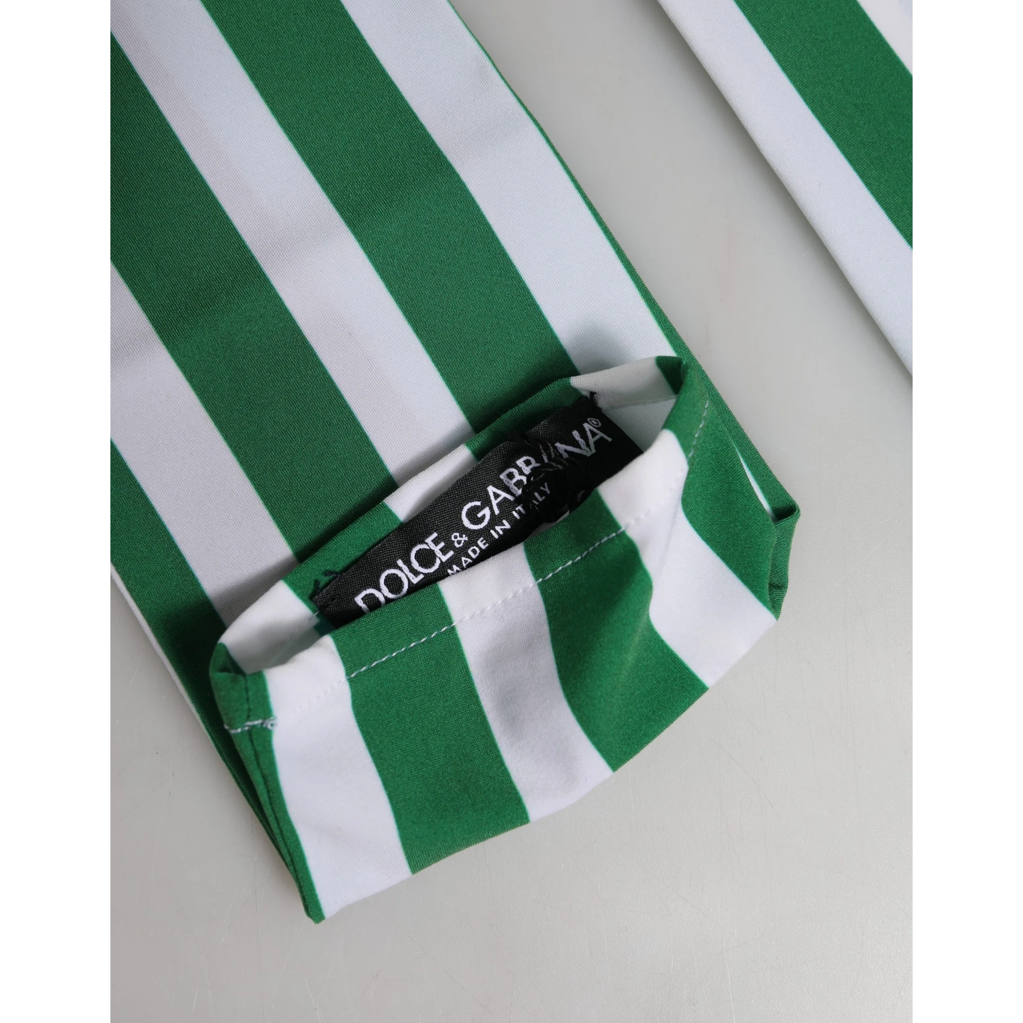 Green White Stripes Nylon Elbow Length Women Gloves