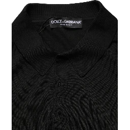 Black Wool Short Sleeves Men Polo  T-shirt