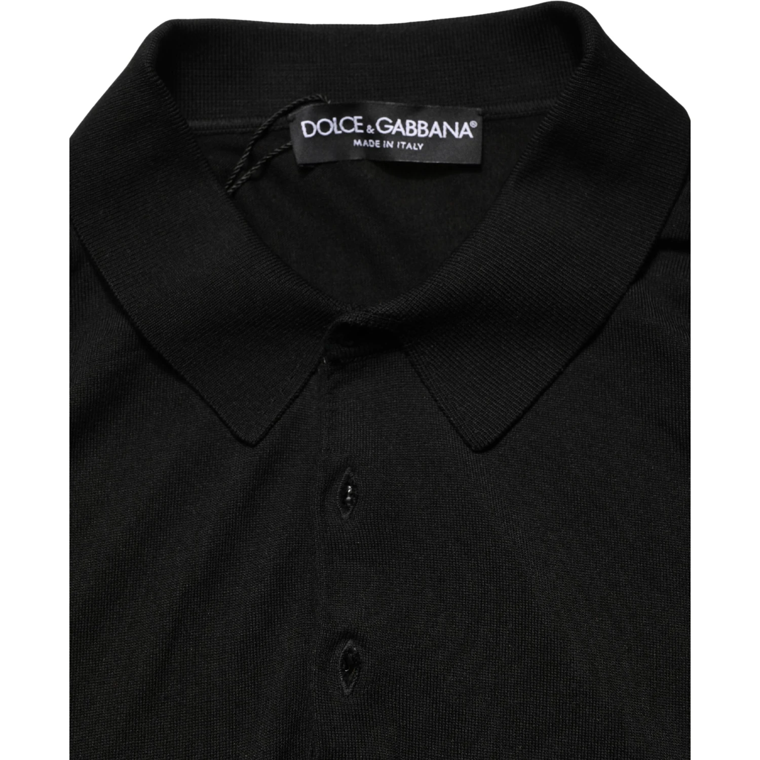 Black Wool Short Sleeves Men Polo T-shirt