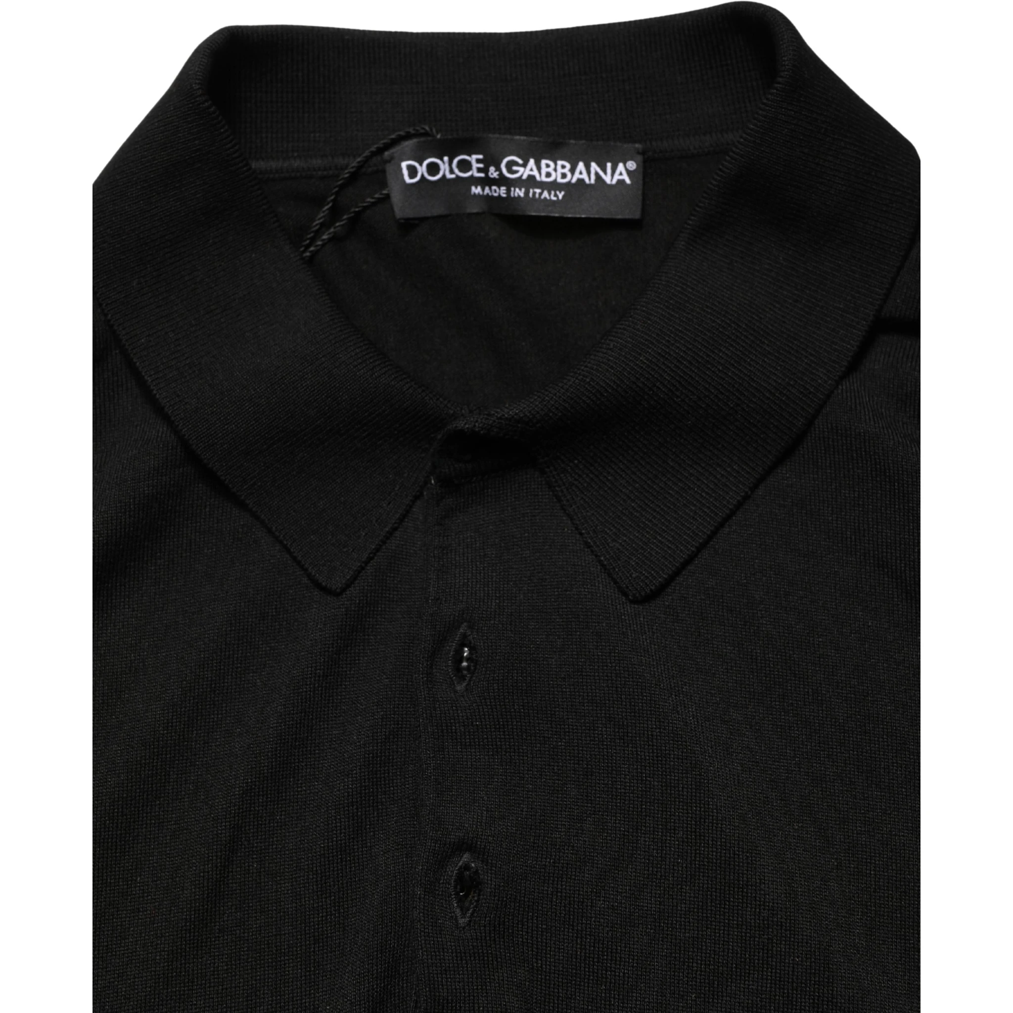 Black Wool Short Sleeves Men Polo  T-shirt