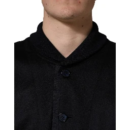 Black Cashmere Knitted Button Down Jacket