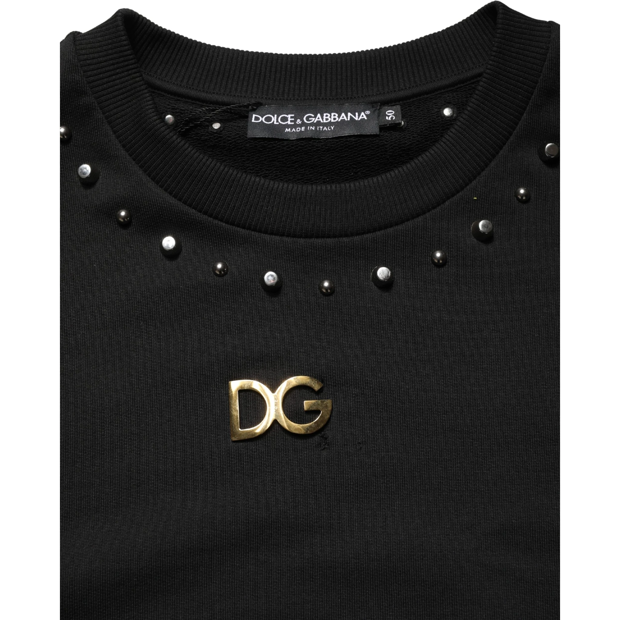 Black Embellished Cotton Sweatshirt Sweater