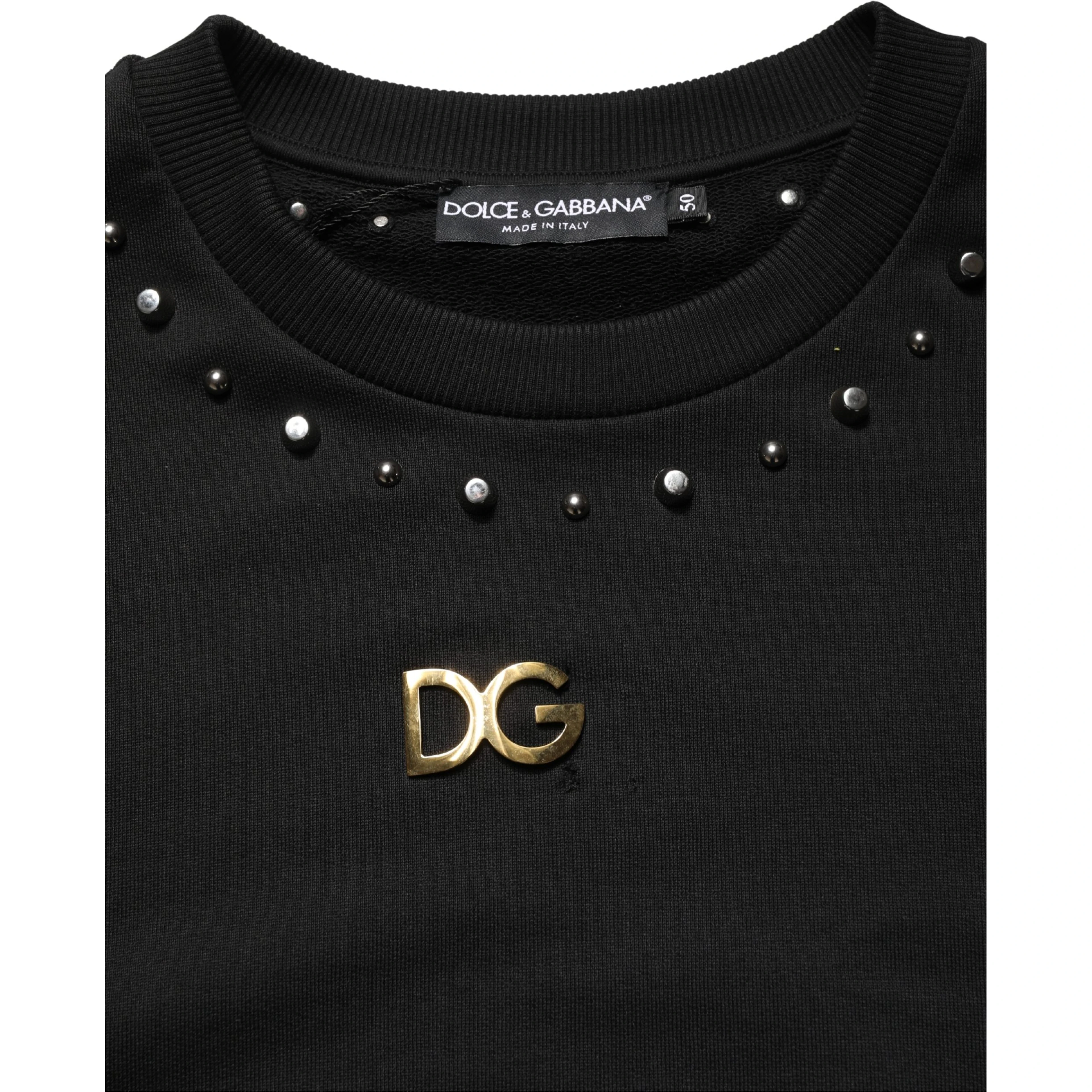 Black Embellished Cotton Sweatshirt Sweater