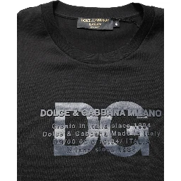 Black Logo DG Print Cotton Crew Neck T-shirt