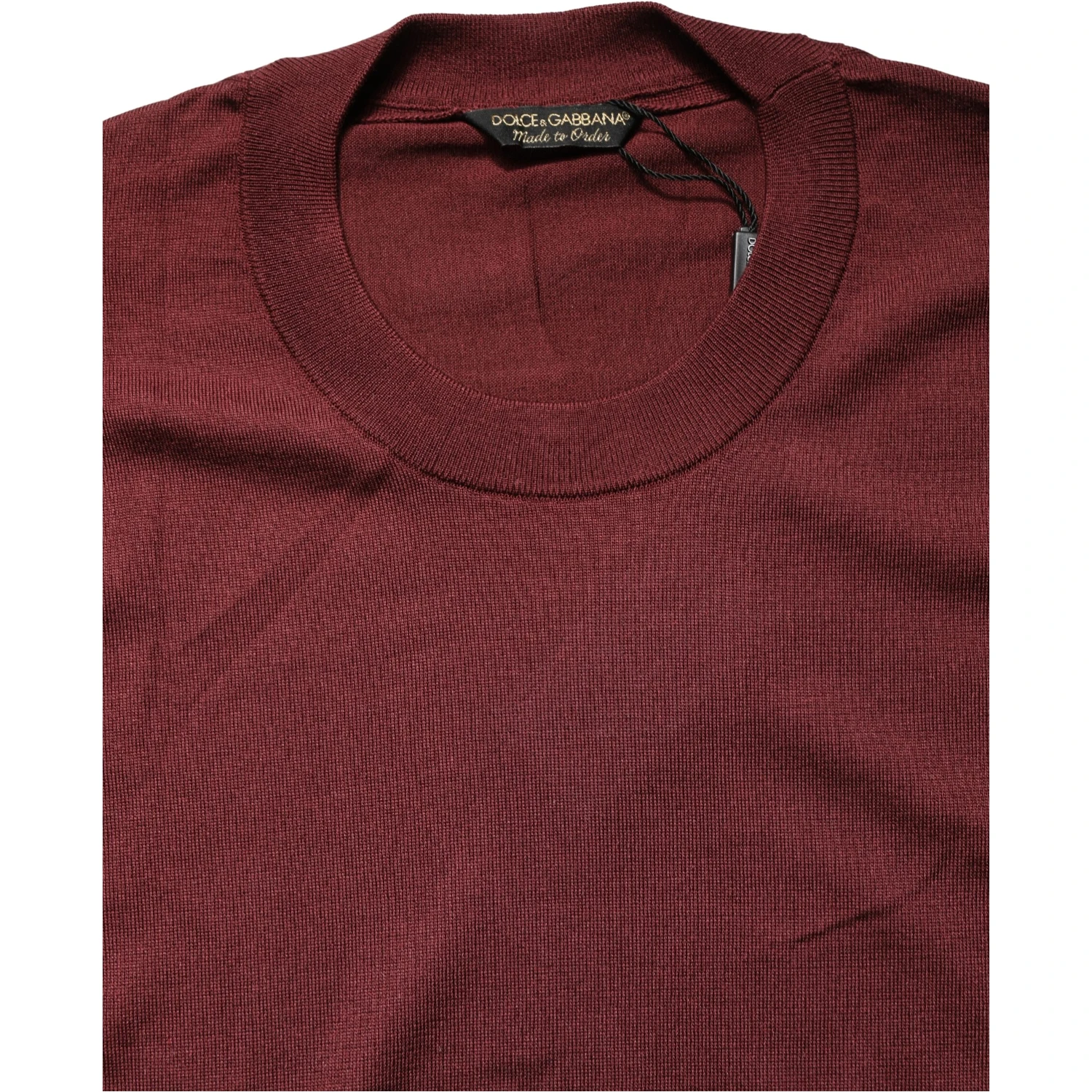 Maroon Silk Men Crew Neck Pullover Sweater