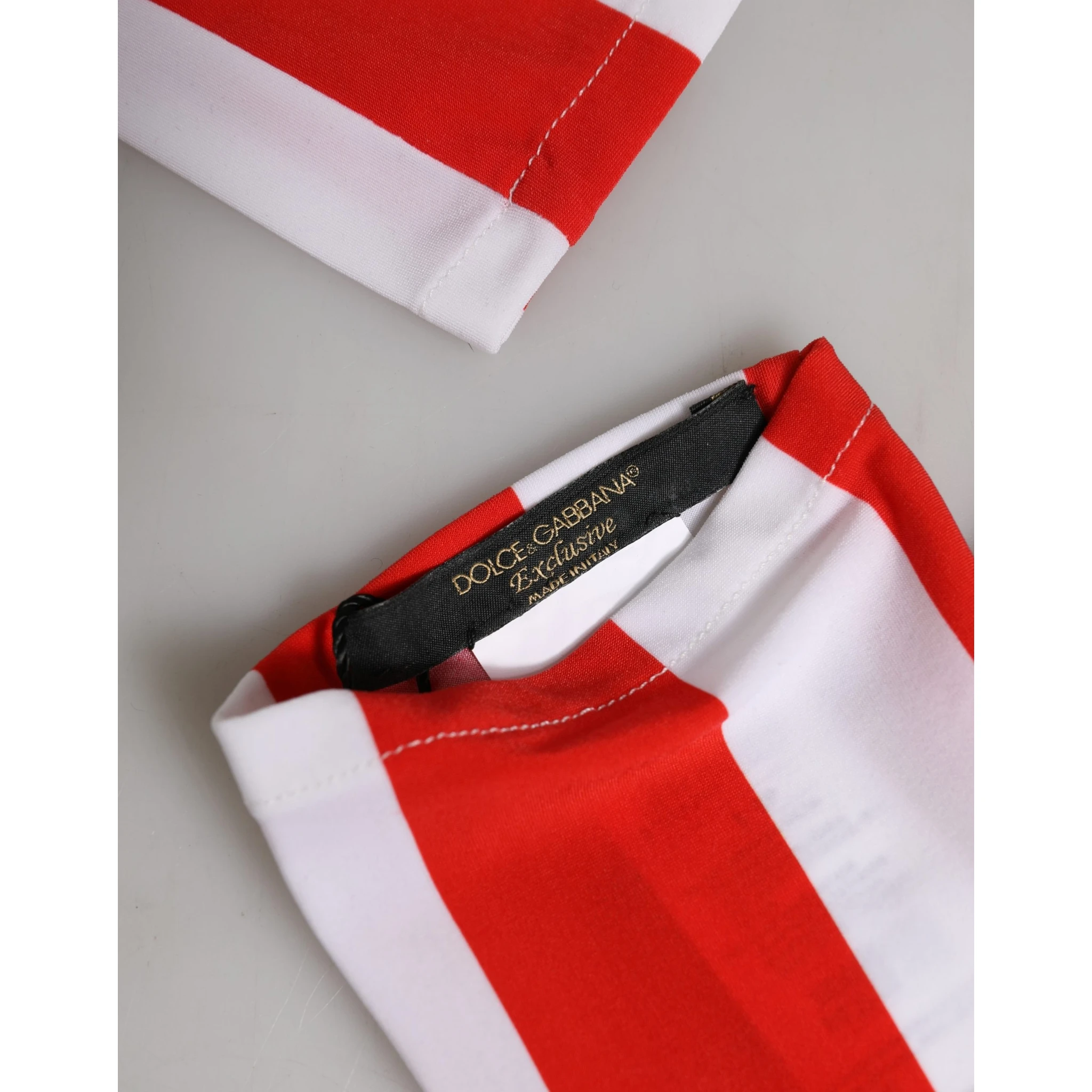 Red White Stripes Nylon Elbow Length Women Gloves