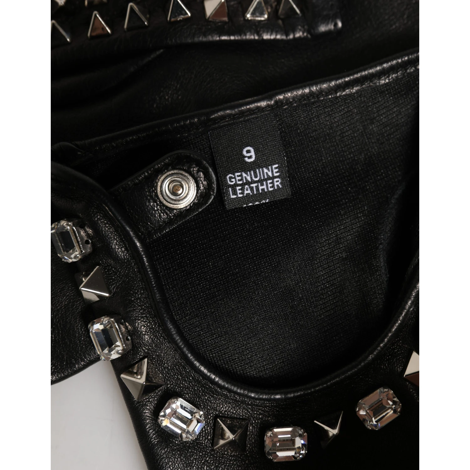 Black Embellished Wrist Length Mitten Women Gloves