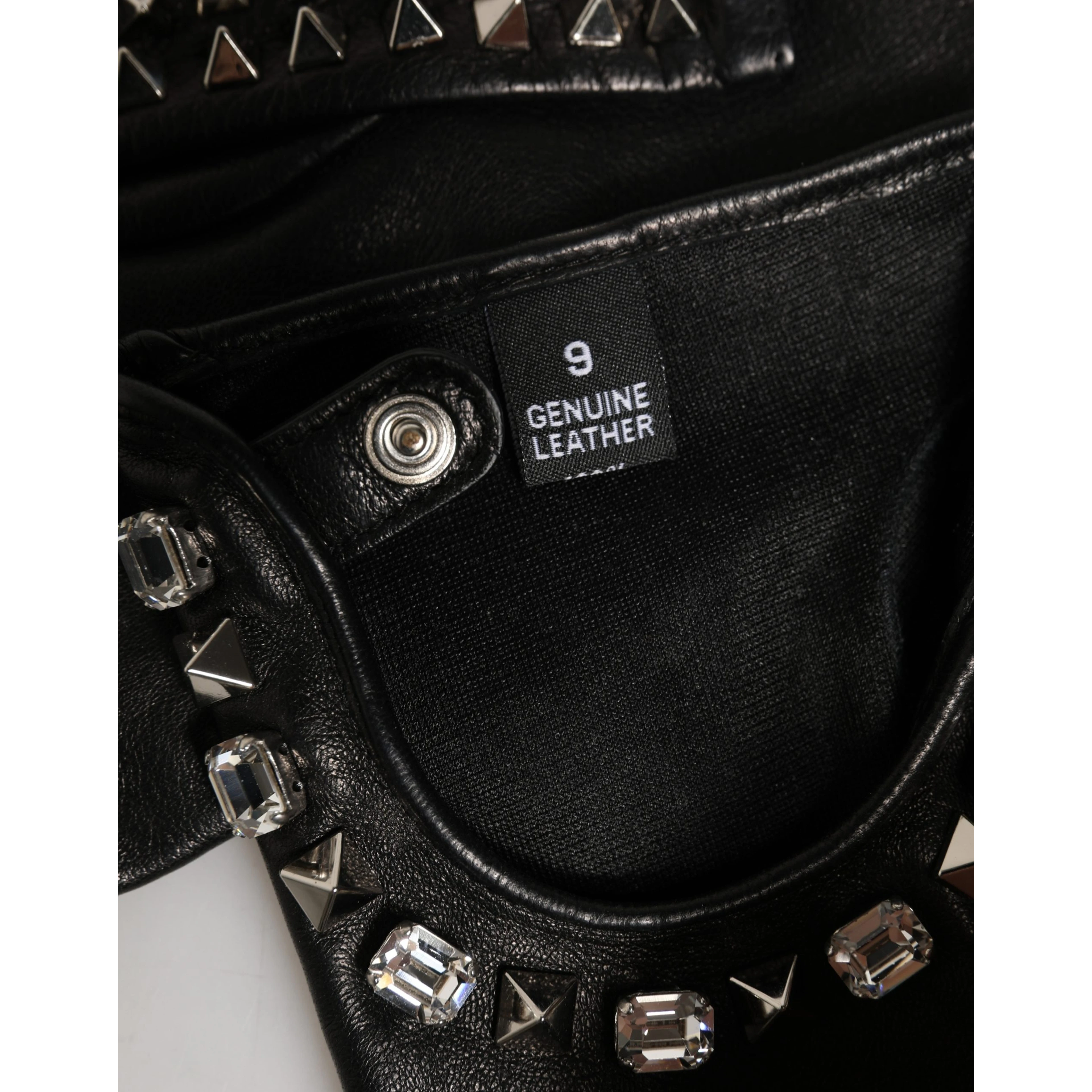 Black Embellished Wrist Length Mitten Women Gloves