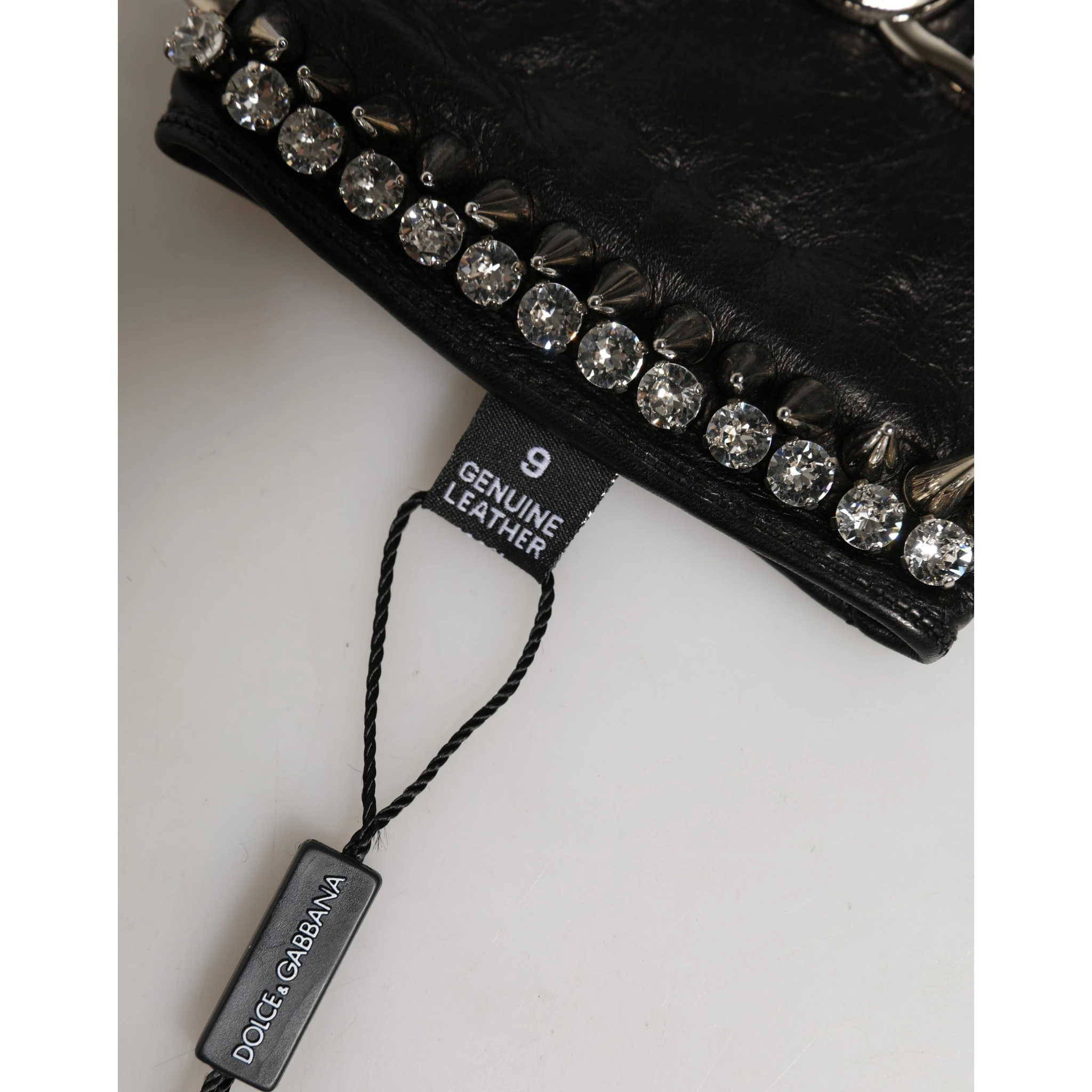 Women Black Embellished Wrist Length Mitten Gloves