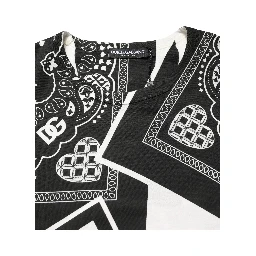 Black White Bandana Cotton Crew Neck  T-shirt