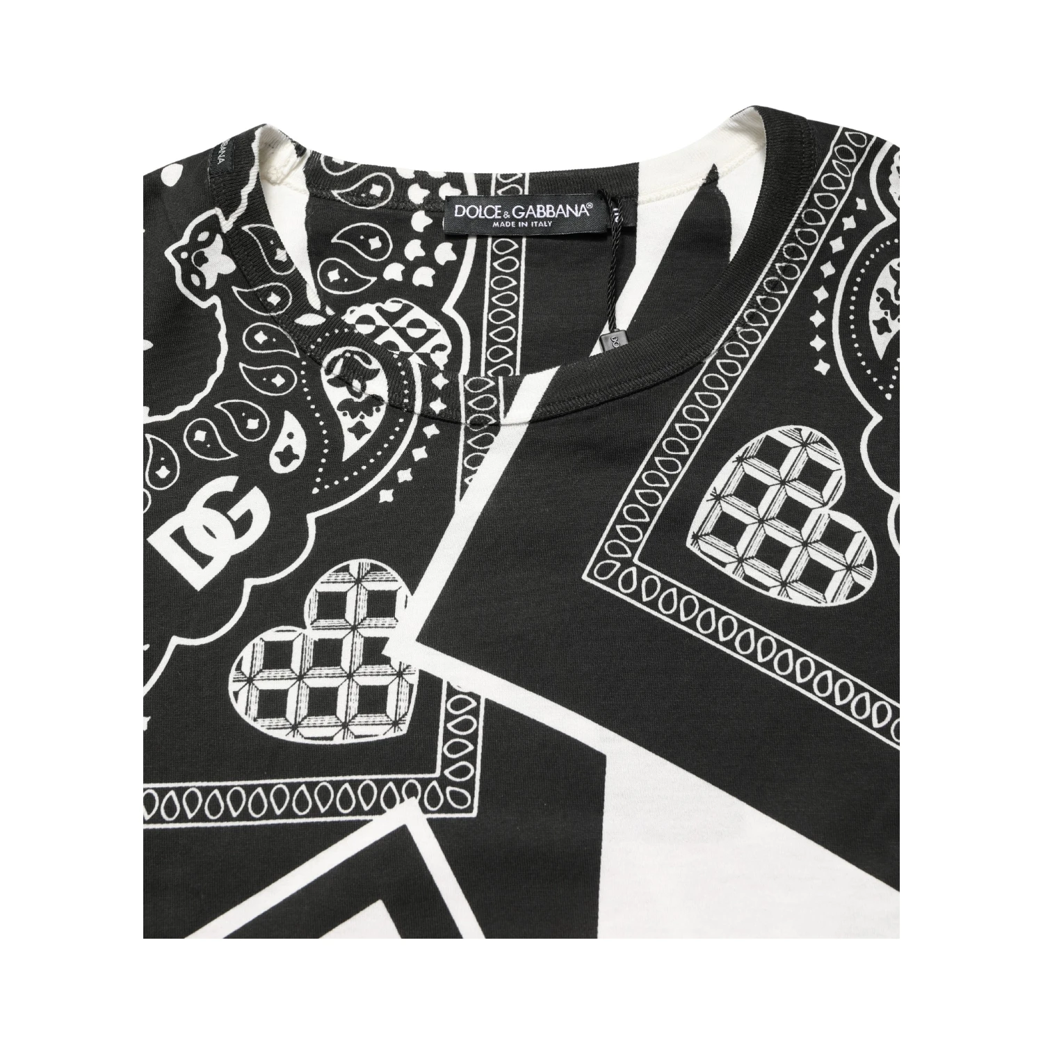 Black White Bandana Cotton Crew Neck  T-shirt