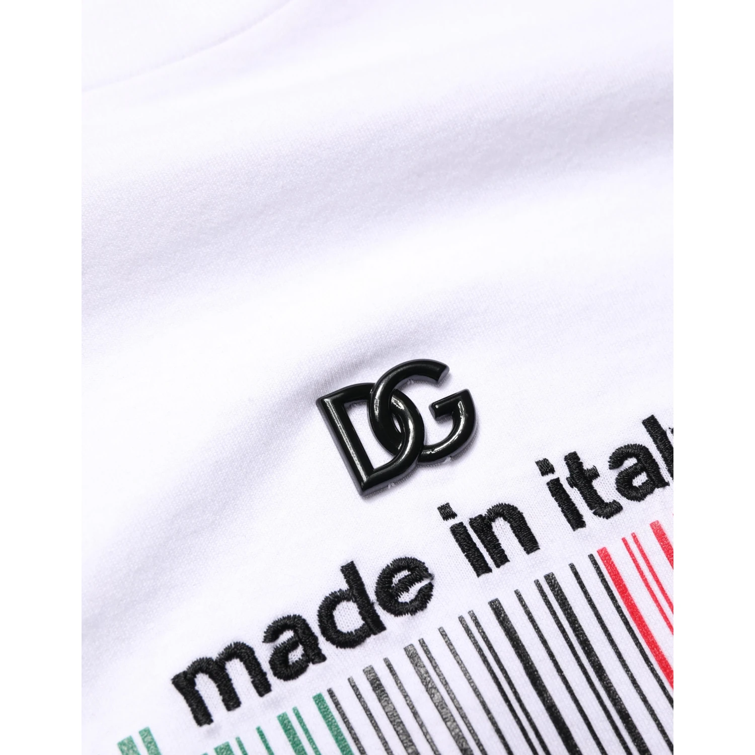 White Barcode Cotton Crew Neck Men T-shirt