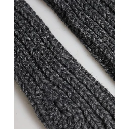 Gray Acrylic Knitted Fingerless Arm Warmer Gloves