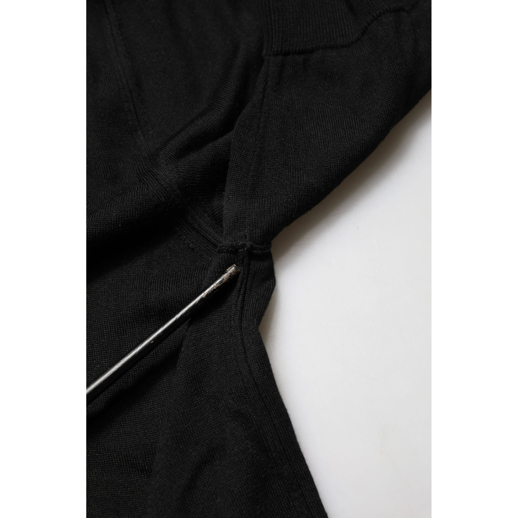 Black Wool Short Sleeves Men Polo  T-shirt