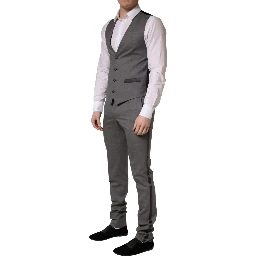 Gray Wool Single Breasted 1 Button 3PC Suit
