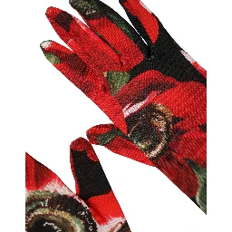 Multicolor Floral Print Elbow Length Women Gloves