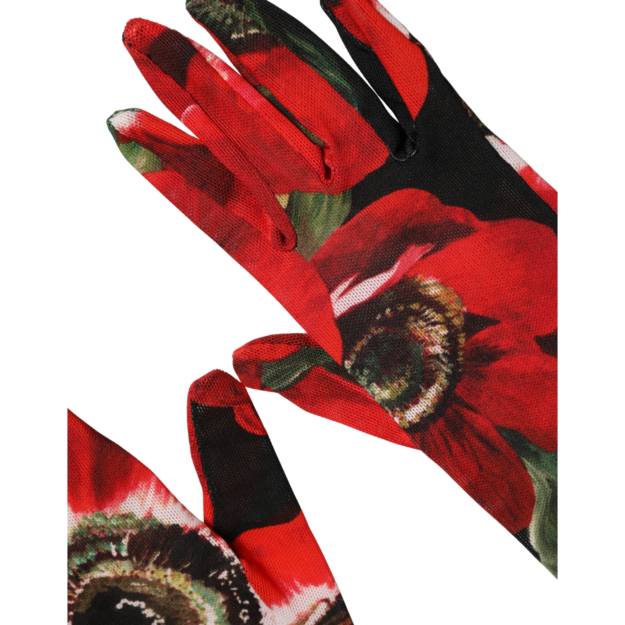 Multicolor Floral Print Elbow Length Women Gloves