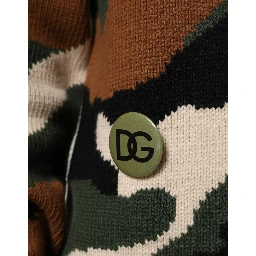 Multicolor Intarsia-Knit Camouflage Pullover Sweater